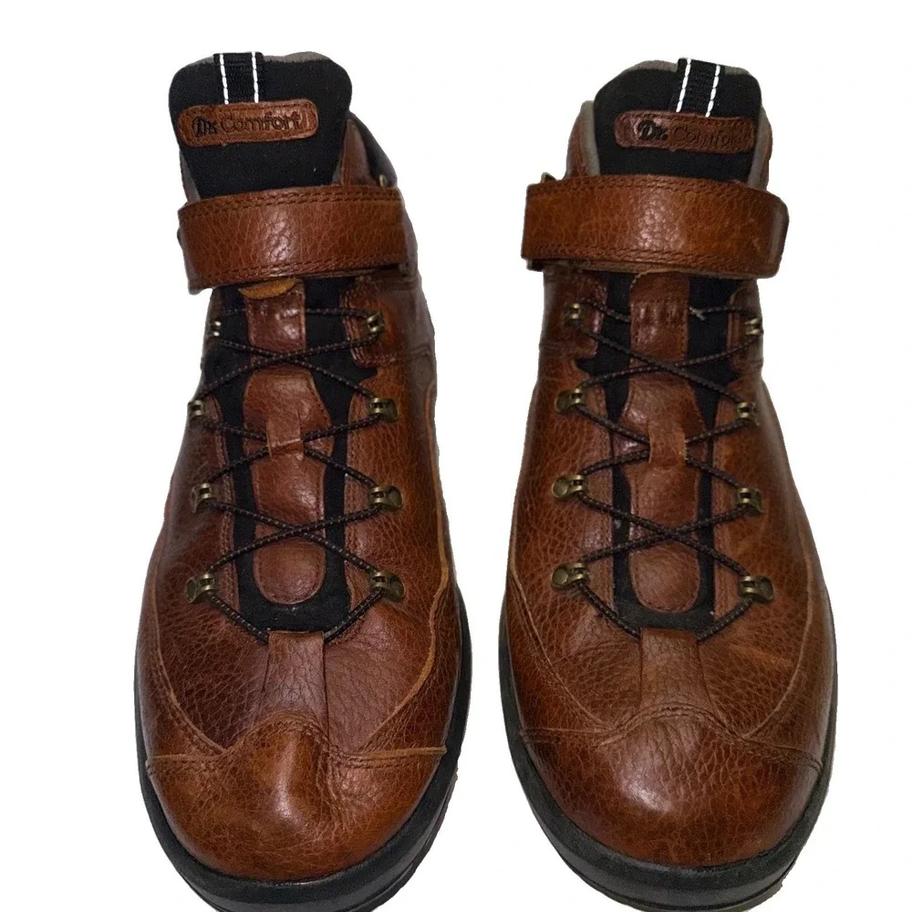Dr Comfort Ranger Hiking Boots Mens 14M Brown Leather Orthopedic 9420